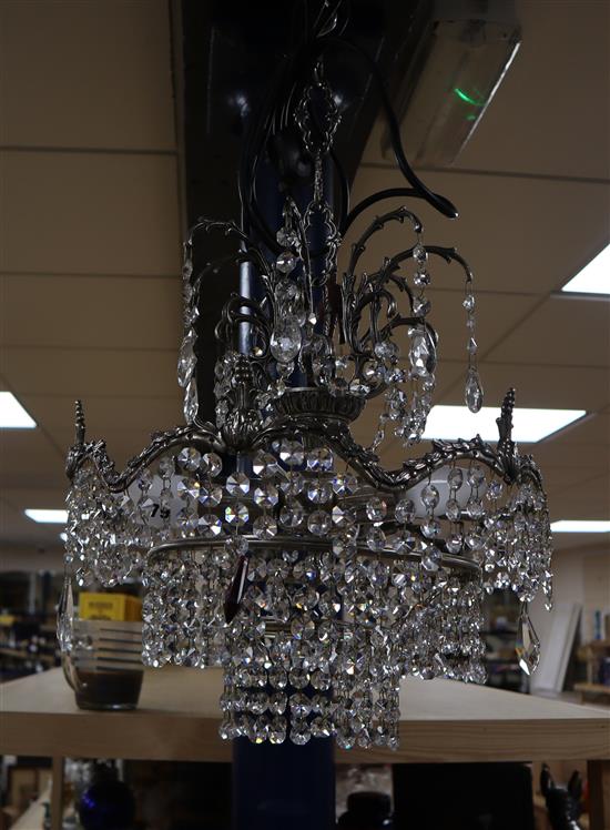 A silvered metal and cut glass electrolier height 56cm